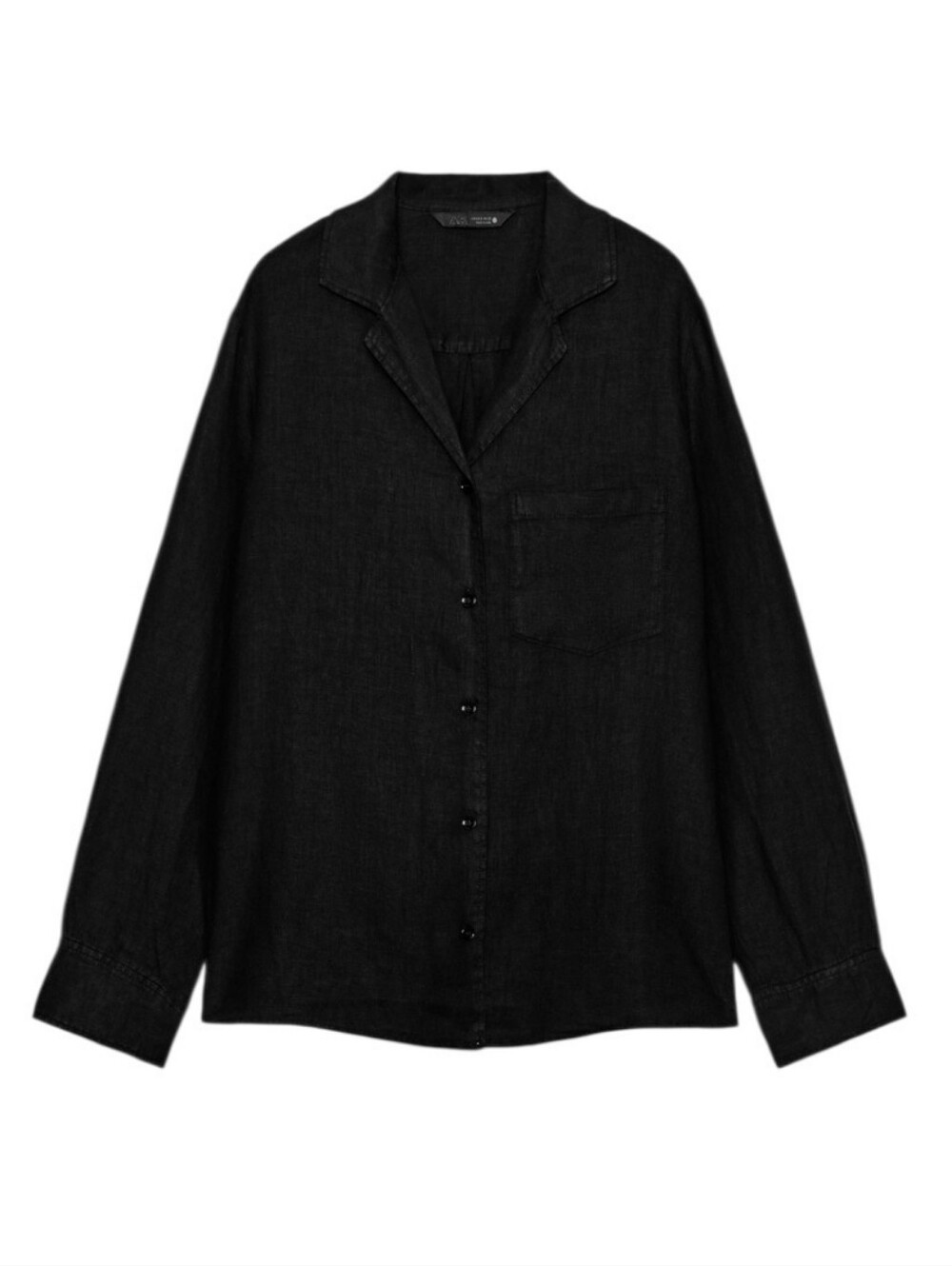 ZARA 100% Linen Pocket Shirt in Black